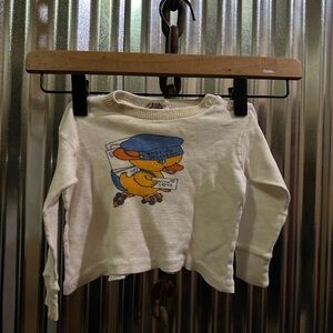 Charming Cream Long Sleeve Kids Tee with Duck Design
